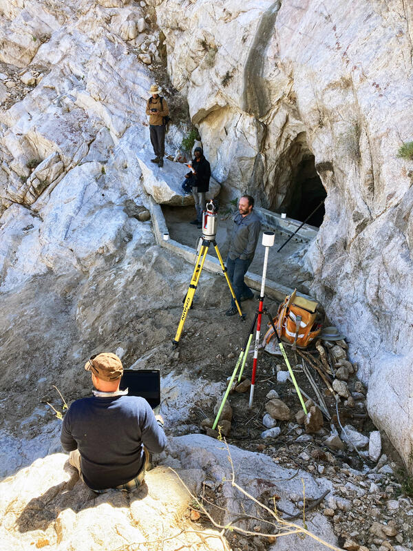 USGS and USFWS surveyors conducting research at Eagle Tank water catchment in Cabeza Prieta National Wildlife Refuge