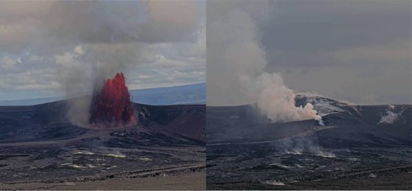 Color photographs of eruption