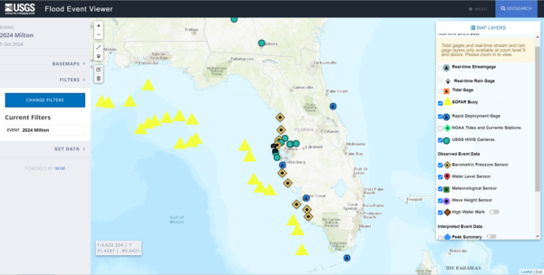 Map showing location of buoys in Gulf Coast