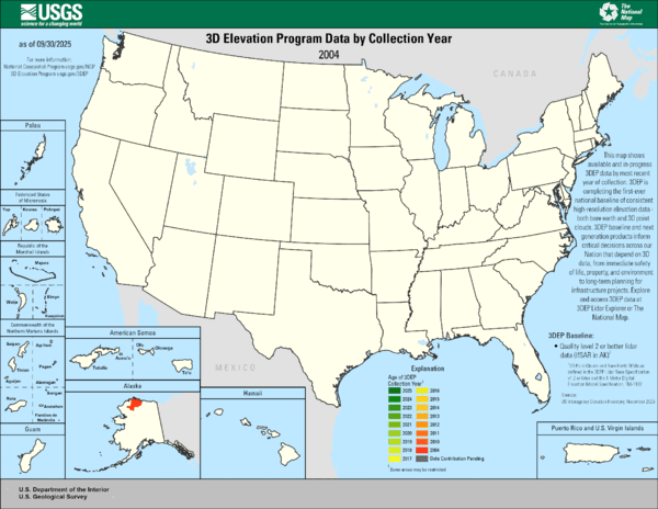 3DEP Quality Data by Collection Year Animated GIF