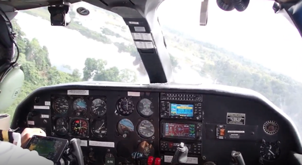 View from airplane cockpit.