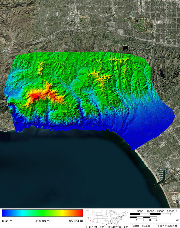 Palisades CA Post-Wildfire Lidar Data from Jan 2025
