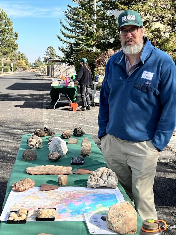 Ryan Crow of the Geology, Minerals, Energy, Geophysics (GMEG) Science Center discusses geology during the Open House