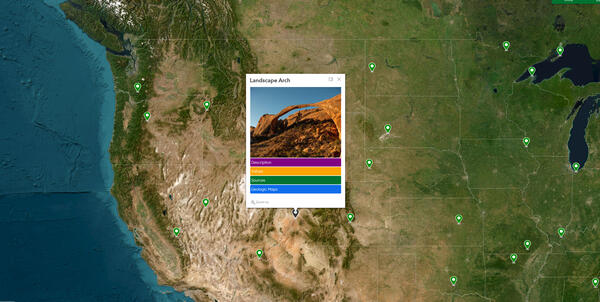example of popup information accessible through the map interface