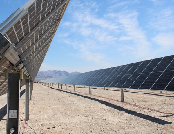 Dry Lake Solar Facility panels in Nevada, with cleared bare ground between the panels