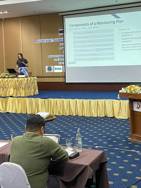 USGS Hydrologist leads a water quality workshop for the Thailand Royal Irrigation Department.