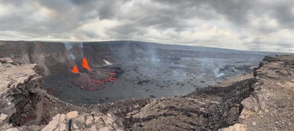 Color photograph of erupting vents