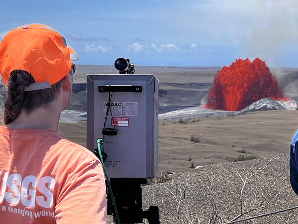 Color photograph of gas measurements during eruption
