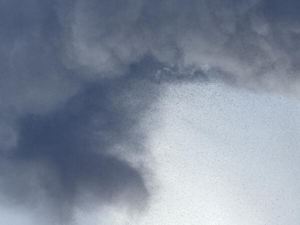 Color photograph of volcanic plume