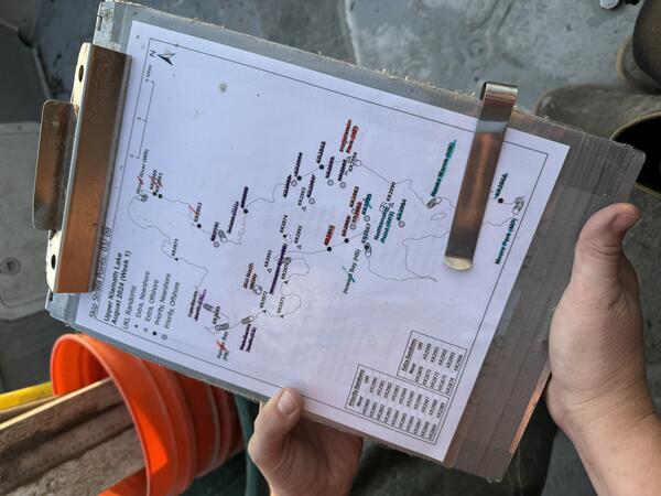 map of Sucker nets on Upper Klamath Lake