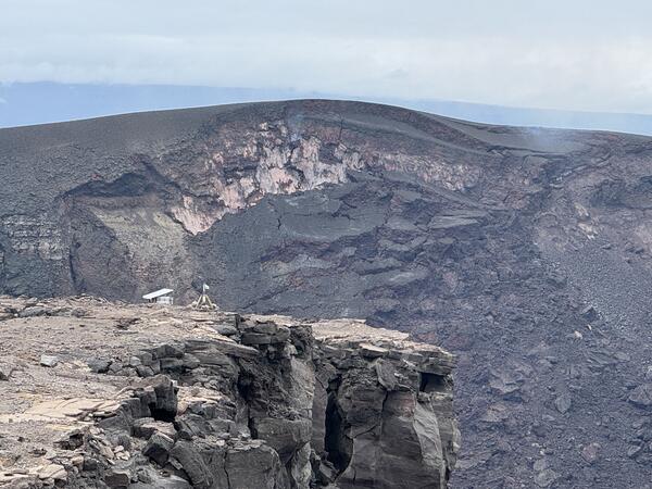Color photograph of volcanic hill
