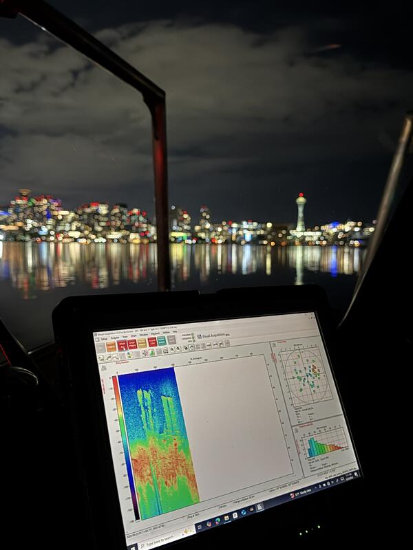  nighttime hydroacoustics data collection on Lake Union