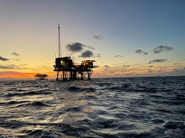 Offshore infrastructure at sunset