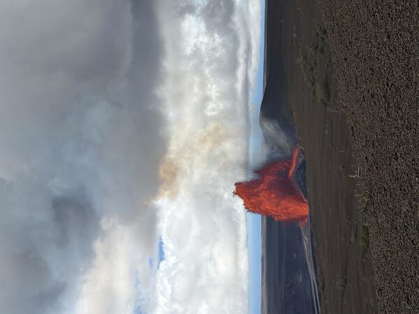 Color photograph of lava fountain