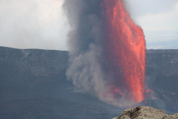 Color photograph of lava fountain 