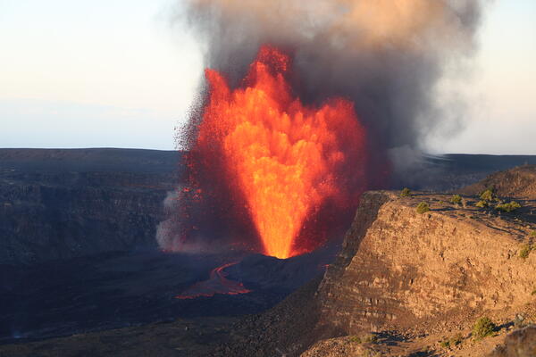 Color photograph of lava fountain