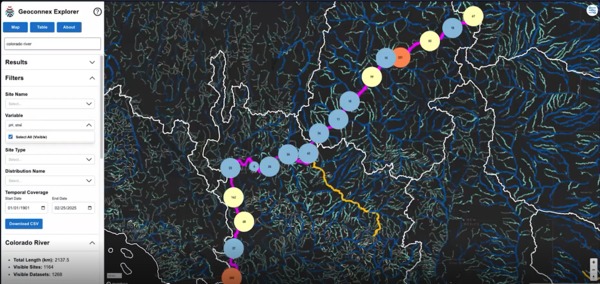 Screenshot of Geoconnex Explorer