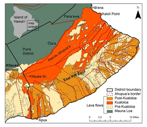 Color map of lava flows