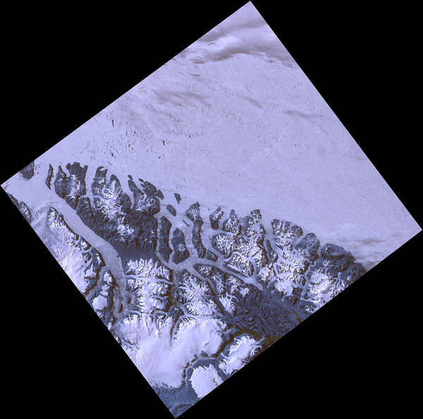 Landsat satellite image of glaciers in Northern Greenland
