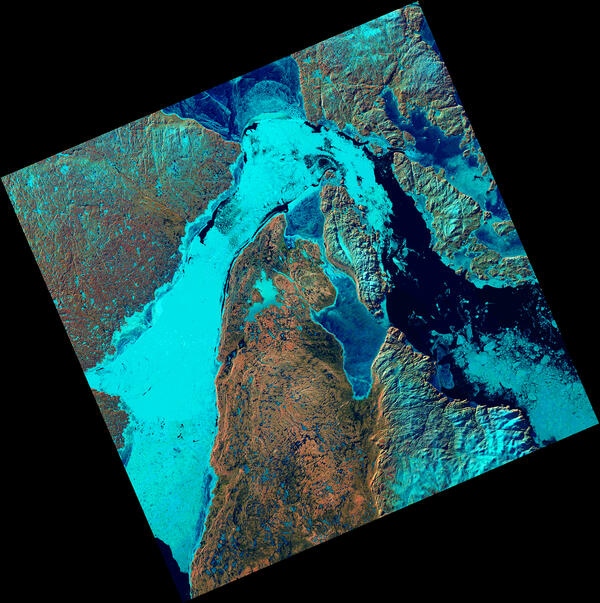 Landsat satellite image of ice in the Canadian arctic archipelago