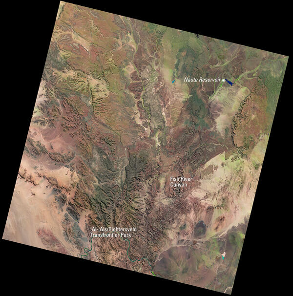 Landsat View of Namibia’s Fish River Canyon and ǀAi-ǀAis / Richtersveld Transfrontier Park