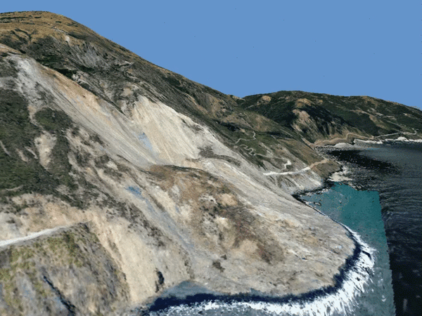 Big Sur Landslide fly around animation
