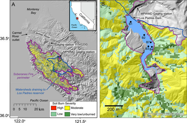 Location map of the general study area, Upper Carmel River, central California coast