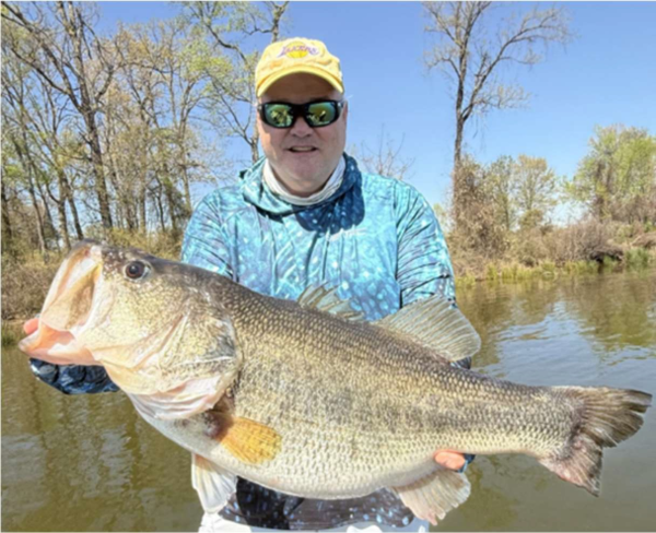 Researcher holds a black bass
