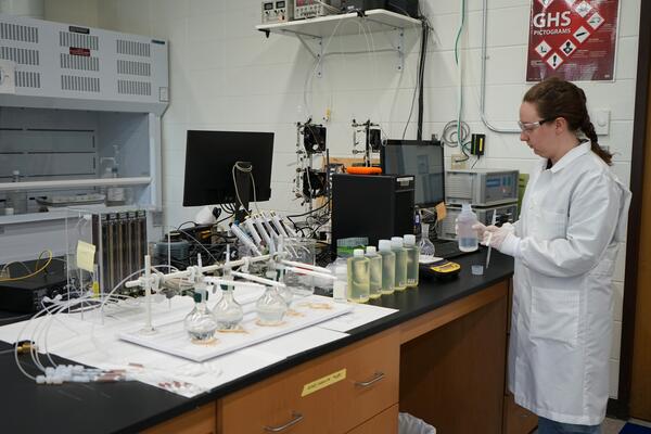 USGS scientist working in a laboratory