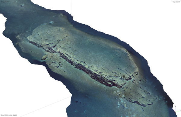 3D model of Mona Rift seafloor, showing raised seafloor feature