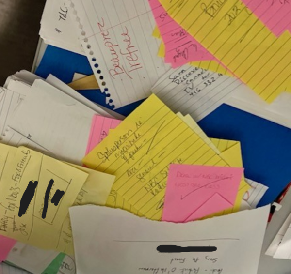 Sticky notes showing media interview requests by journalists following the 2004 Sumatra earthquake event