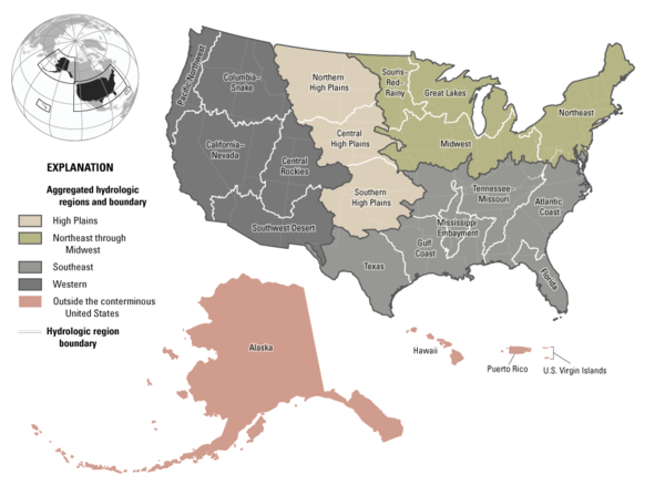 NWAA regions map, including aggregated regions