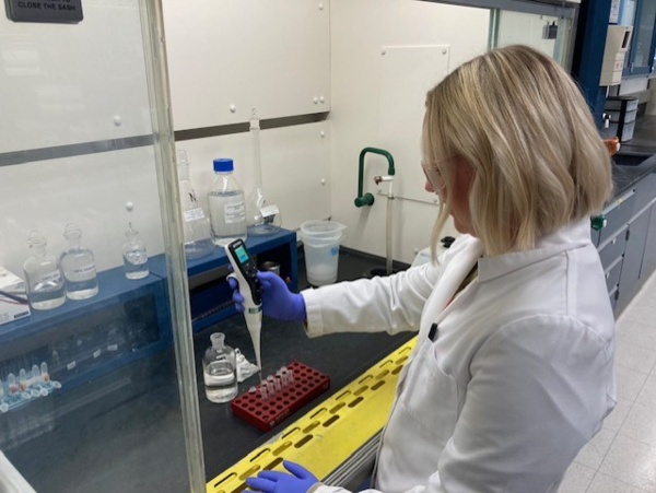 Chemist preparing water samples