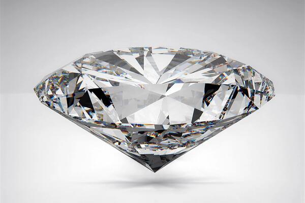 A diamond sits