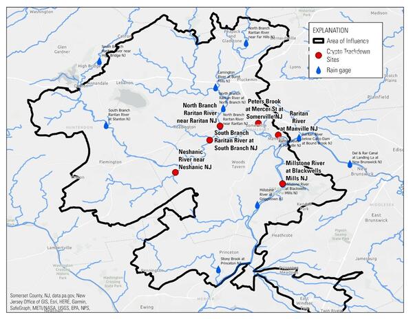 Map depicting the basin for the study