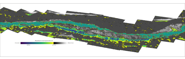Thermal infrared mosaic of Quartzville Creek, OR, with scale bar