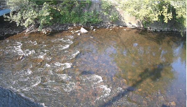 Looking down on a tumbling river with small rapids from a high vantage