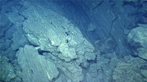 Color photograph of lava flow erupted on sea floor