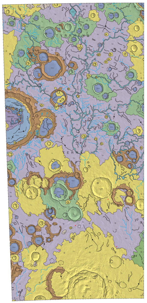 USGS SIM 2934: Geologic Map of the MTM-20272 and-25272 Quadrangles, Tyrrhena Terra Region of Mars