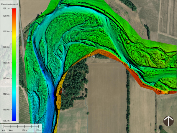 Digital elevation model of the Santiam River in the Willamette Valley southeast of Salem, Oregon.