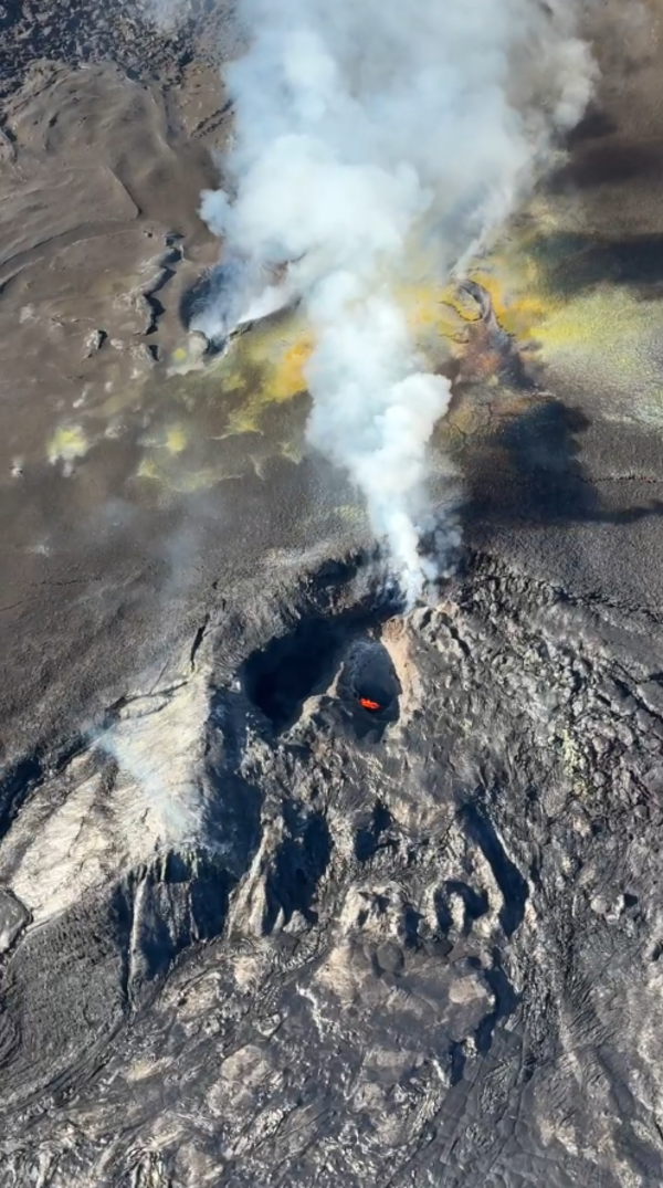 View of volcanic vent that is degassing
