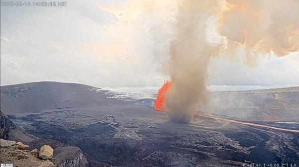 Color photograph of lava fountain