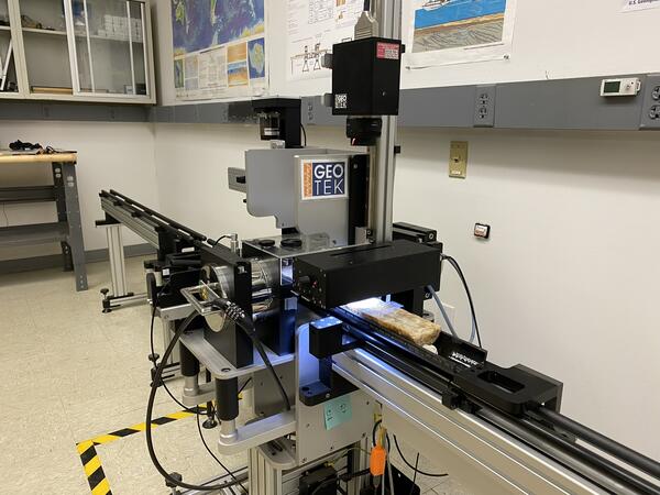 GeoScan V imaging a split speleothem (stalagmite) section