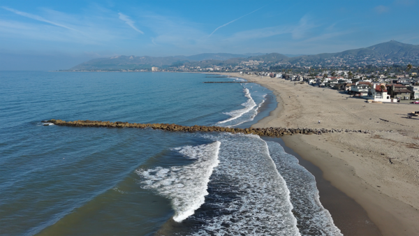 Still image aerial view of groin field in Santa Barbara