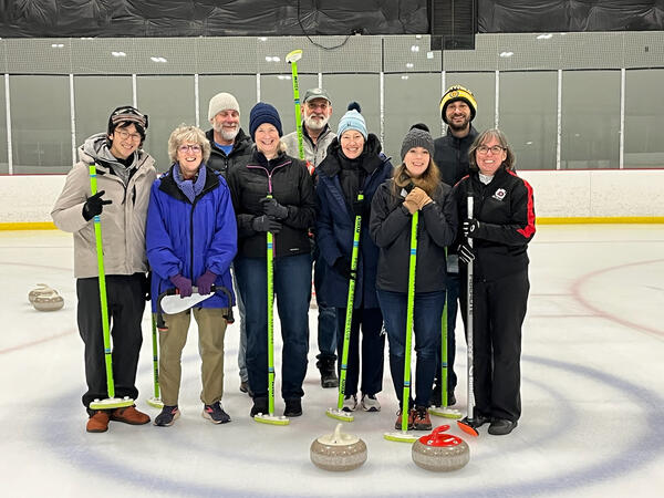 USGS colleagues and friends on the ice at a rink following a class.