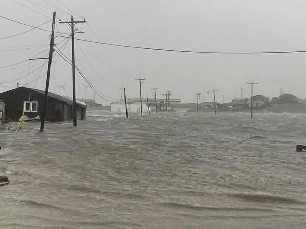 Floodwaters in Nome, Alaska during Typhoon Merbok