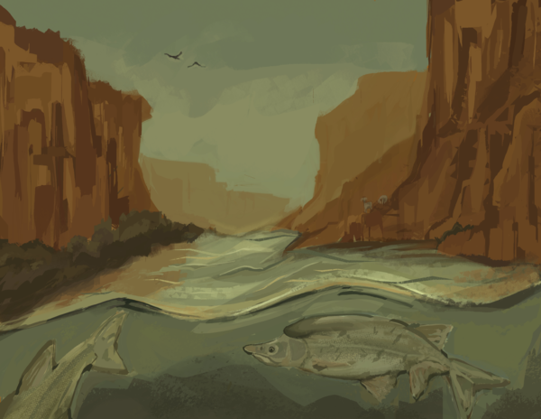 Illustration by Izaiah Chairez created in collaboration with Dr. Kimberly Dibble during Flagstaff Arts and Leadership Academy Project Based Learning course during Fall 2025. The artwork was displayed at the USGS campus digitally during the Art of Inquiry exhibit on September 22, 2025. 