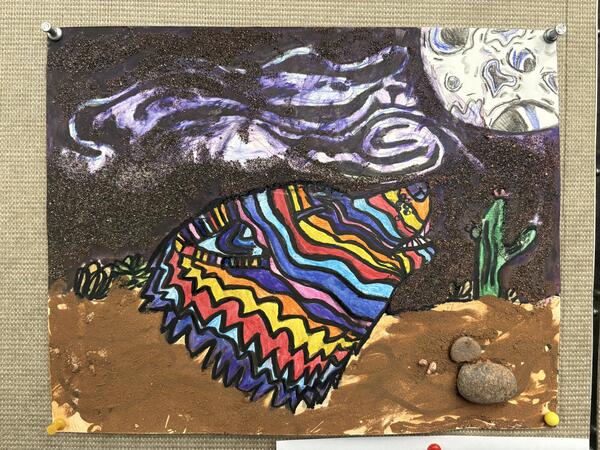 Illustration by Wally created in collaboration with Dr. Madeline Kelley during Flagstaff Arts and Leadership Academy Project Based Learning course during Fall 2025. The artwork was displayed at the USGS campus digitally during the Art of Inquiry exhibit on September 22, 2025. 