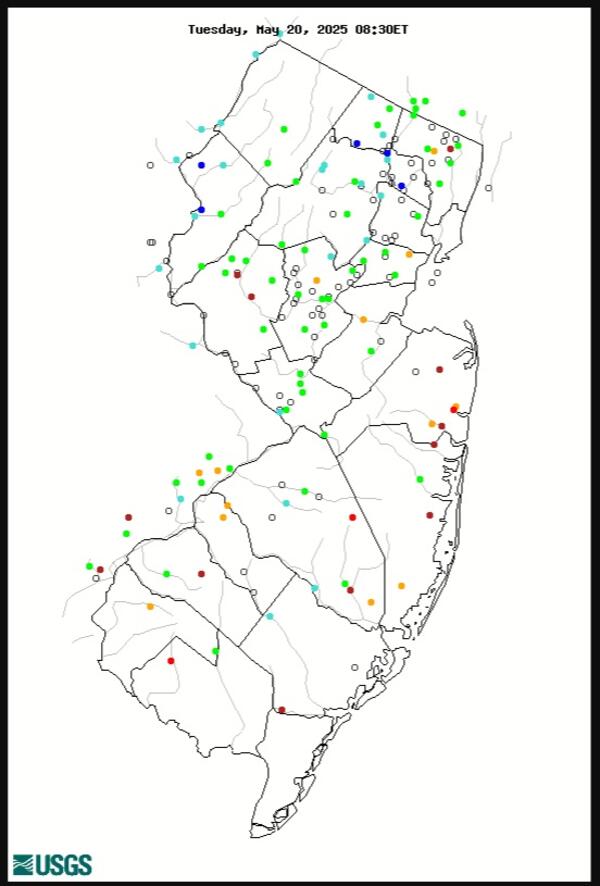 Map of Flow conditions in New Jersey