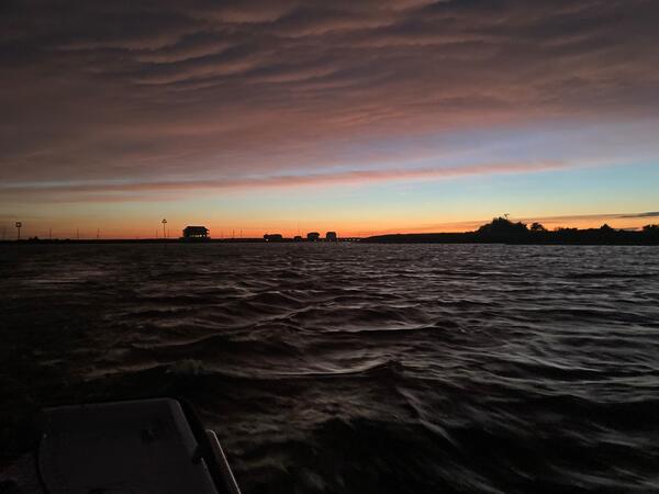 Looking out upon bays of new Jersey at sunset